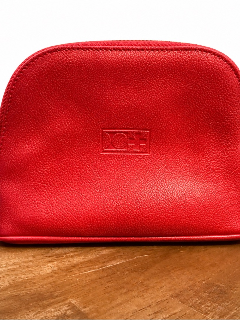 Red Leather Cosmetic Pouch- Redcell